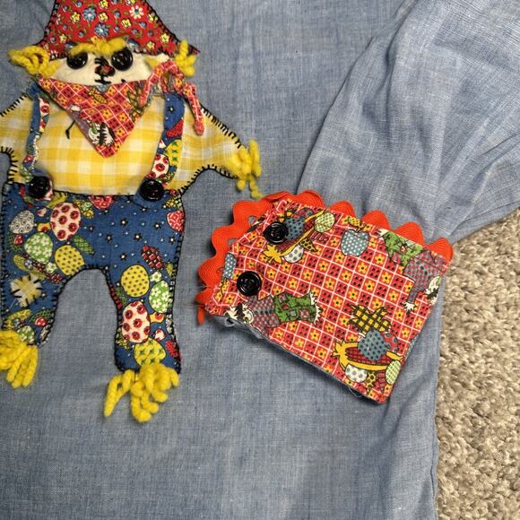 Vtg 70s JC Penney Unique Girls-size 10 Fall Scarecrow Jean Color Button Up Shirt - Picture 13 of 14
